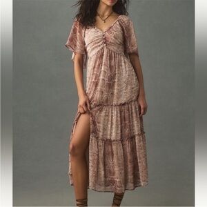 By Anthropologie Short Sleeve Tiered Dress NWT